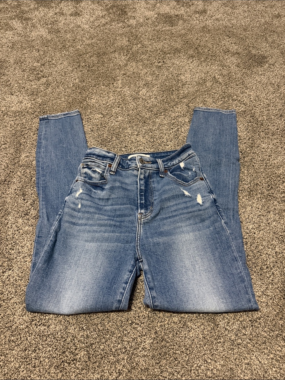 Abercrombie & Fitch Women's Distressed Skinny Jeans in Light Blue Wash